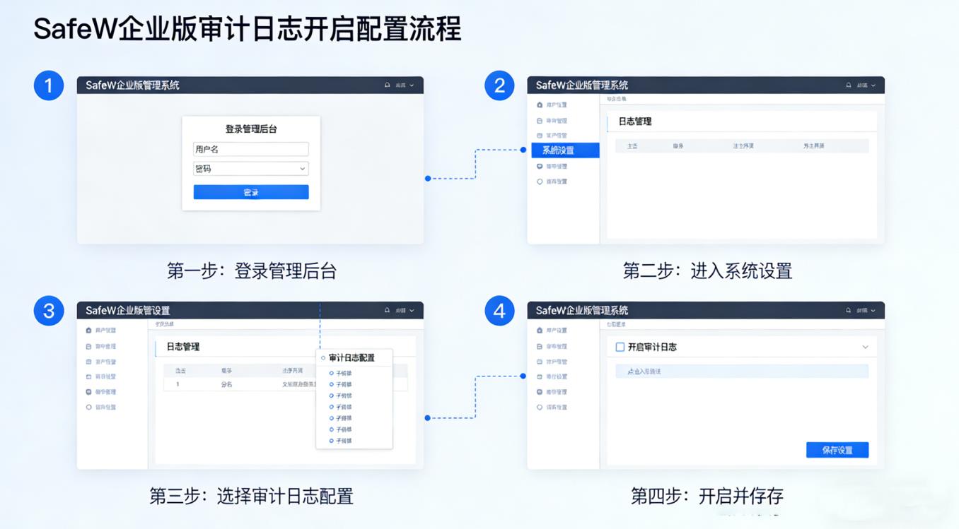 SafeW 企业版审计日志开启与导出方法 2026插图1